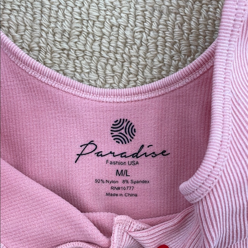 Pink Ribbed Crop Top - Picture 2 of 3